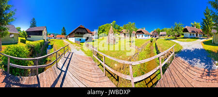 Il villaggio tradizionale di Kumrovec nella regione di Zagorje croato vista panoramica, luogo di nascita di Josip Broz Tito Foto Stock