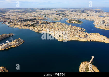 Vedute aeree di Floriana, Valletta, Malta Foto Stock