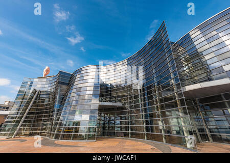 Te Puna o Waiwhetu, galleria d'arte moderno edificio di vetro, Christchurch, Canterbury, Isola del Sud, Nuova Zelanda, Oceania Foto Stock