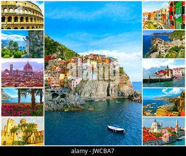Collage di foto di Italia su sfondo bianco Foto Stock
