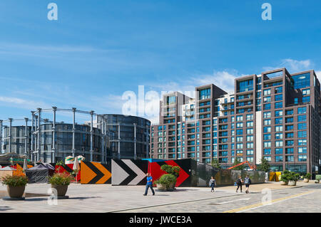 Nuovi edifici al Lewis Cubitt Sqaure vicino a gocce di carbone cantiere, King's Cross, London REGNO UNITO Foto Stock