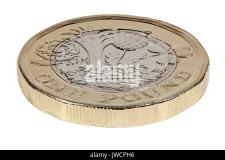 Nuovo 2017 £ 1 moneta, il lato di retromarcia, code, raffigurante la rosa, porro, thistle e trifoglio che rappresentano la Gran Bretagna - Inghilterra, Galles, Scozia e Irlanda Foto Stock