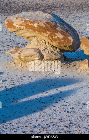 A forma di testa di fungo caprock formazioni nel Bisti/De-Na-Zin Deserto vicino a Farmington, Nuovo Messico, STATI UNITI D'AMERICA Foto Stock