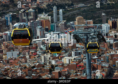 Teleferico cavo rete auto, La Paz, Bolivia, Sud America Foto Stock