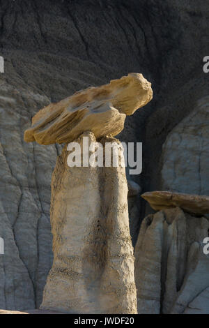 Hoodoo nel drammatico paesaggio per erosione di Bisti/De-Na-Zin Deserto vicino a Farmington, Nuovo Messico, STATI UNITI D'AMERICA Foto Stock