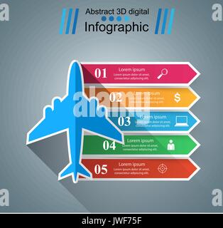 Aeroplano Infographics stile origami illustrazione vettoriale. Illustrazione Vettoriale