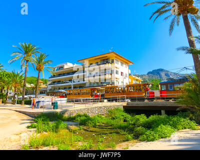 Treno vintage a Soller, Mallorca, Spagna Foto Stock