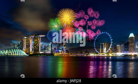 Fuochi d'artificio in Singapore. Foto Stock