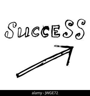 Freccia in alto successo disegnati a mano. Pennarello nero successo freccia verso l'alto, il successo del concetto e realizzazione, la crescita e la motivazione. Illustrazione Vettoriale Foto Stock