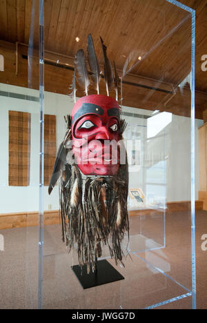 Cerimoniale nativa la maschera per il viso, Museo della British Columbia settentrionale, Prince Rupert, British Columbia, Canada Foto Stock