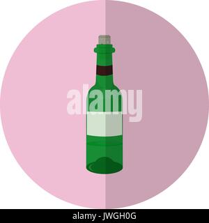 Appartamento in stile icona bottiglia con lunga ombra. Illustrazione Vettoriale