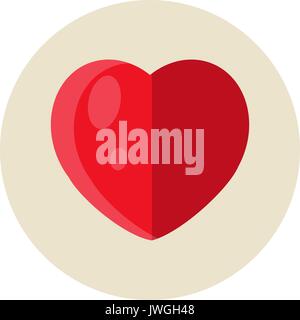Cuore piatto con evidenziazione di lato l'icona circolare Illustrazione Vettoriale