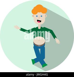 Fase irlandese icona piatta con redhead ballerina Illustrazione Vettoriale