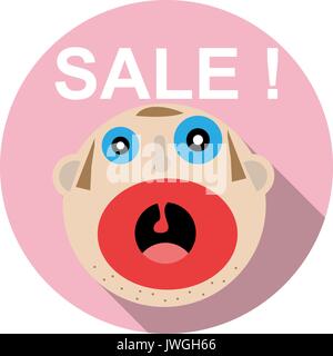 Vendita icona cerchio con la faccia in design piatto Illustrazione Vettoriale
