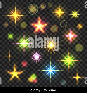 Incandescente stelle Flares impostato Illustrazione Vettoriale