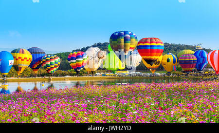 CHIANG RAI, Tailandia - 16 febbraio : palloncino colorato al parco SINGHA CHIANG RAI Balloon Fiesta 2017 , provincia di Chiang Rai, Thailandia. Foto Stock