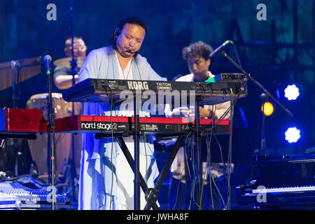 Pola, Croazia 11 Ago, 2017 Li Zhihui band suona a Pola durante il festival di seta, la Croazia soddisfa la Cina Credito: Marco Ciccolella/Alamy Live News Foto Stock