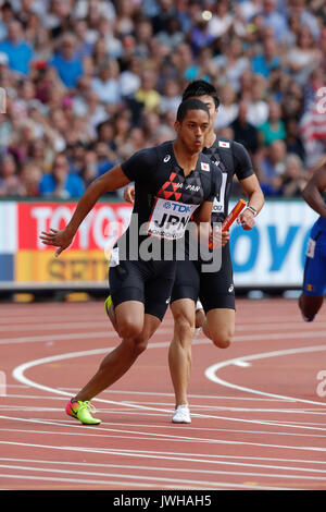 Londra, Regno Unito. 12 Ago, 2017. Aska Cambridge (JPN) : atletica leggera IAAF Campionati del Mondo Londra 2017 Uomini 4100m calore di relè al London Stadium di Londra, UK . Credito: AFLO/Alamy Live News Foto Stock