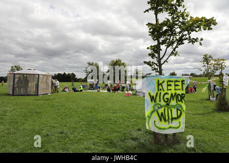 Luton, Regno Unito. 12 Ago, 2017. Amici di Wigmore Park e i residenti di Luton è venuto insieme per un picnic per mostrare quanto loro care Wigmore Valley Park. Luton Borough Consiglio propongono di costruire lì e sono dovuti a presentare una domanda di pianificazione per il nuovo secolo Park, a 70 acri di sviluppo commerciale con un 1.6 miglia di strada di accesso. Credito: NW Immagini/Alamy Live News Foto Stock