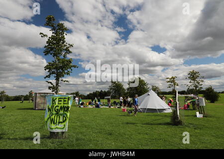 Luton, Regno Unito. 12 Ago, 2017. Amici di Wigmore Park e i residenti di Luton è venuto insieme per un picnic per mostrare quanto loro care Wigmore Valley Park. Luton Borough Consiglio propongono di costruire lì e sono dovuti a presentare una domanda di pianificazione per il nuovo secolo Park, a 70 acri di sviluppo commerciale con un 1.6 miglia di strada di accesso. Credito: NW Immagini/Alamy Live News Foto Stock