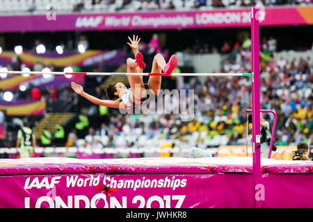 Londra, Regno Unito. 12 Ago, 2017. Marie-Laurence Jungfleisch, Germania, in donne salto in alto finale del giorno nove della IAAF London 2017 Campionati del mondo presso il London Stadium. Credito: Paolo Davey/Alamy Live News Foto Stock