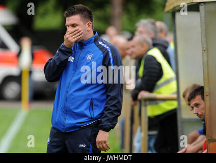 Trainer KSC, Zlatan Bajramovic, rechts Co Trainer Eichner cristiana. GES/ Fussball/ Oberliga: Karlsruher SC 2 - FSV Bissingen 12.08.2017 -- | Verwendung weltweit Foto Stock