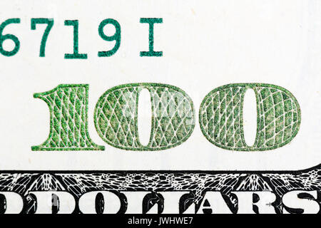 Frammento di 100 banconote in macro Foto Stock