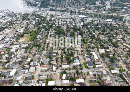 Vista aerea di Fremont, Seattle, WA, Stati Uniti d'America Foto Stock