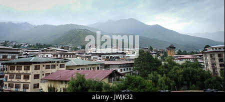 Thimphu Bhutan - 29 ago 2015. Città di montagna a Thimphu, Bhutan. In Asia del Sud, Bhutan si colloca al primo posto nella libertà economica, facilità di fare affari e p Foto Stock