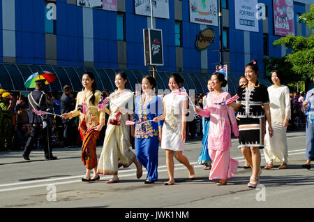 Kota Kinabalu, Malesia - 31 agosto 2016: malese multiculturale partecipare 59a giorno di indipendenza nella città di Kota Kinabalu square. Foto Stock