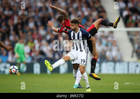 AFC Bournemouth's Marc Pugh (posteriore) e West Bromwich Albion Jay Rodriguez battaglia per la palla durante il match di Premier League al The Hawthorns, West Bromwich. Foto Stock