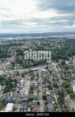 Vista aerea della città di Columbia, Rainier Valley, Seattle, nello Stato di Washington, USA Foto Stock