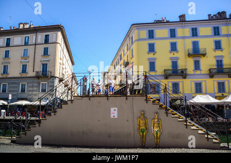 Bohemien quartiere dei Navigli di Milano, Italia Foto Stock