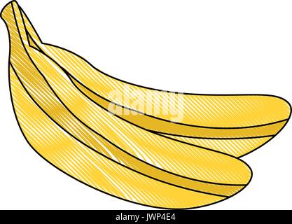 Banane icona di frutta su sfondo bianco illustrazione vettoriale Illustrazione Vettoriale
