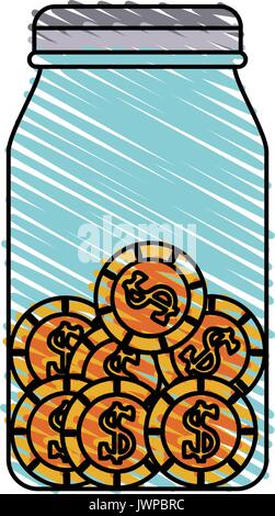 Monete in denaro jar icon image Illustrazione Vettoriale