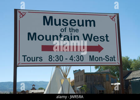 Museo della Montagna segno Ovest Montrose Colorado negli Stati Uniti. Foto Stock