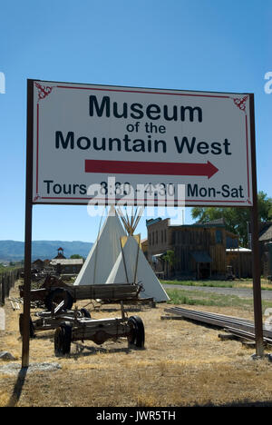 Museo della Montagna segno Ovest Montrose Colorado negli Stati Uniti. Foto Stock