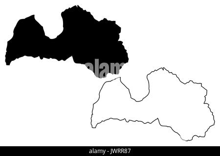 La lettonia mappa illustrazione vettoriale, scribble schizzo della Lettonia Illustrazione Vettoriale