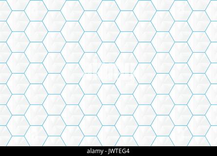Abstract esagoni bianchi e blu righe seamless sfondo pattern Illustrazione Vettoriale