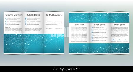 Tri-fold brochure template con sfondo esagonale. Illustrazione Vettoriale. Illustrazione Vettoriale