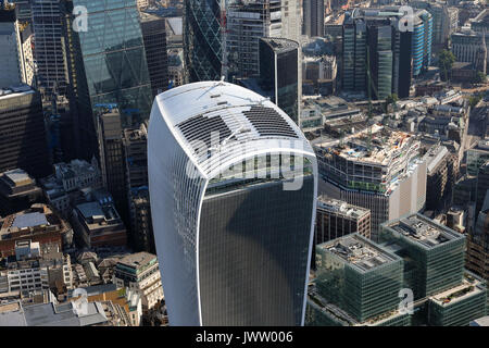 Vista aerea della sommità del walkie talkie edificio nella città di Londra, Regno Unito Foto Stock