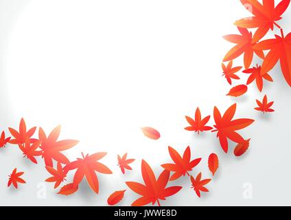 Carta concetto d'arte. Rosso e arancio Foglie di autunno sfondo. La stagione autunnale Illustrazione Vettoriale