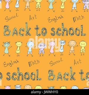 Si torna a scuola - penna sketch sfondo senza giunture. Può essere utilizzato per la carta da parati, riempimenti, tessile, pagina web background e texture di superficie. Vector illu Illustrazione Vettoriale