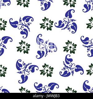 Modello senza cuciture con fiori ornamentali. Seamless pattern può essere utilizzato per la carta da parati, riempimenti, sfondi per pagine web, texture di superficie Illustrazione Vettoriale