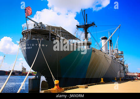 Vittoria americana WW2 truppa nave nel porto di Tampa Bay FL, Stati Uniti d'America Foto Stock