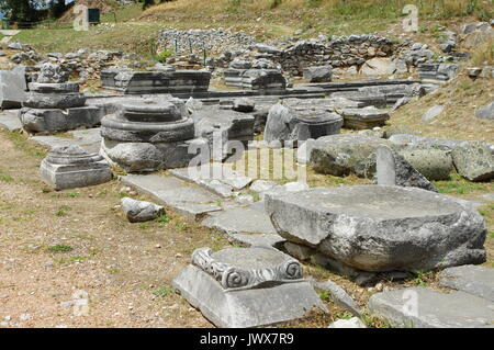 Rovine di Filippi, città fondata nel IV secolo A.C. , poi la colonia romana. San Paolo fondò qui la prima comunità cristiana in Europa. Foto Stock