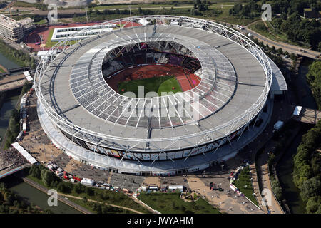 Vista aerea del London Stadium, Queen Elizabeth Park, London, Regno Unito Foto Stock