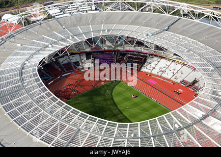 Vista aerea del London Stadium, Queen Elizabeth Park, London, Regno Unito Foto Stock