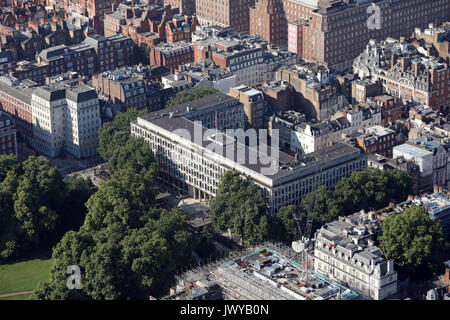 Vista aerea dell'ex ambasciata degli Stati Uniti a Grosvenor Square, Londra, Regno Unito Foto Stock