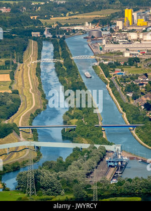 Datteln-Hamm canal, fiume Lippe, vie navigabili interne, lippe ponti lippe, ponti lippe parchi, lippe canale laterale, Hamm, Ruhr, Nordrhein-Westfa Foto Stock